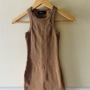 White fox mini tan dress